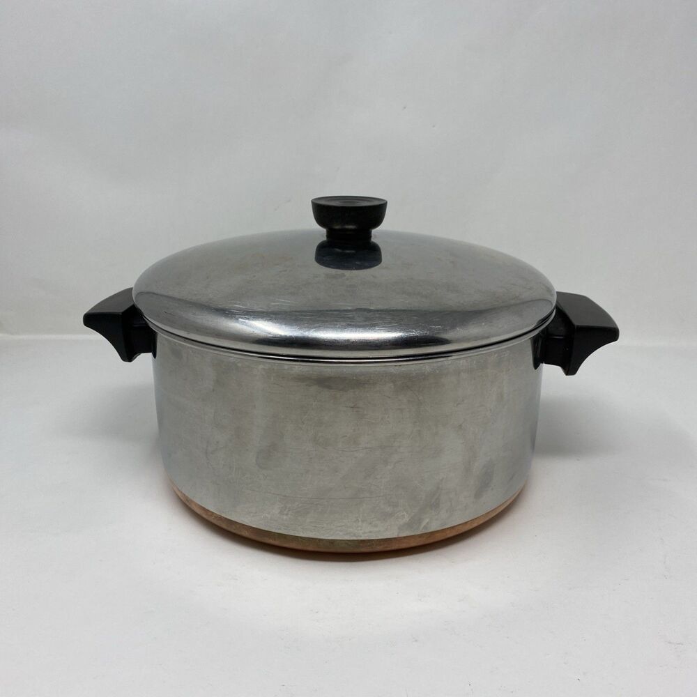 Vintage REVERE WARE 4-1/2 Qt Stainless Steel Stock Pot Pan with Lid Clinton, Ill
